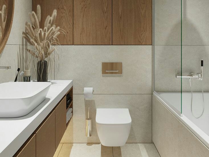5 Ide Desain Kamar Mandi Polos Bernuansa Ramah dan Kalem